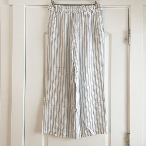 Loft Tie Waist Pull On Wide Leg Pants in Stripe - S - Picture 4 of 4